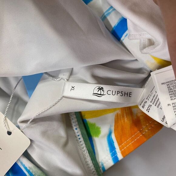 New Cupshe Bikini Swim Suit Women XL Blue Colorblock 2 Piece Lined V-Neck Tie Up - Picture 5 of 9